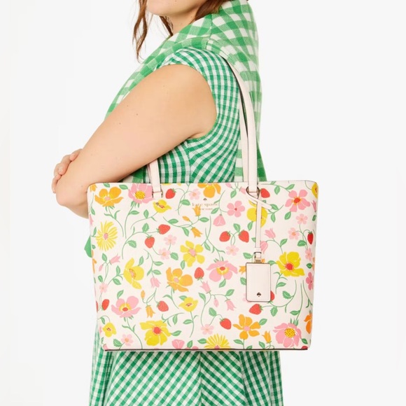 NWT Kate Spade Perfect Strawberry Garden Large Tote - Picture 5 of 8